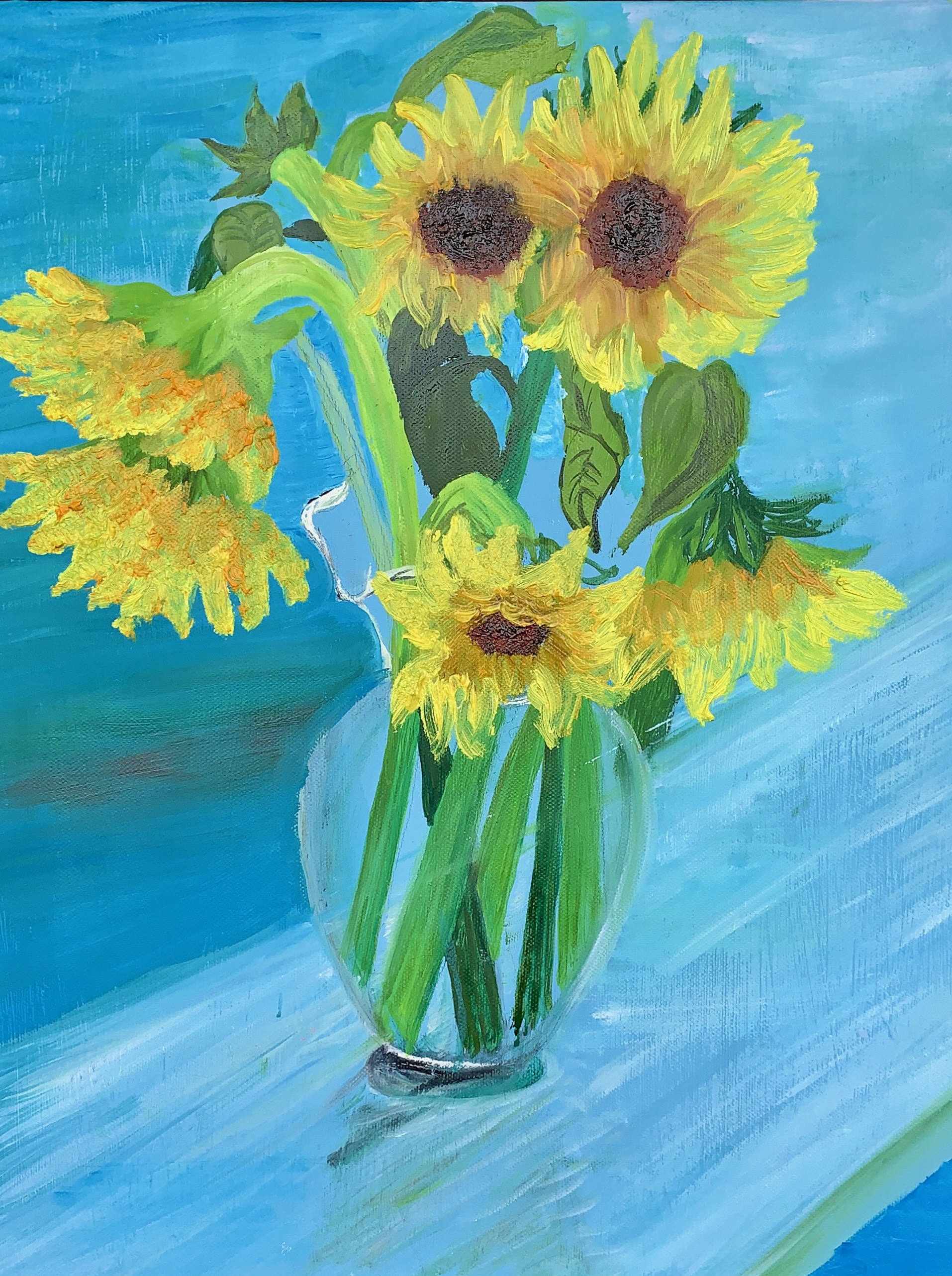 Los Girasoles de Veronica. Óleo sobre Lienzo. 40X50 cm
