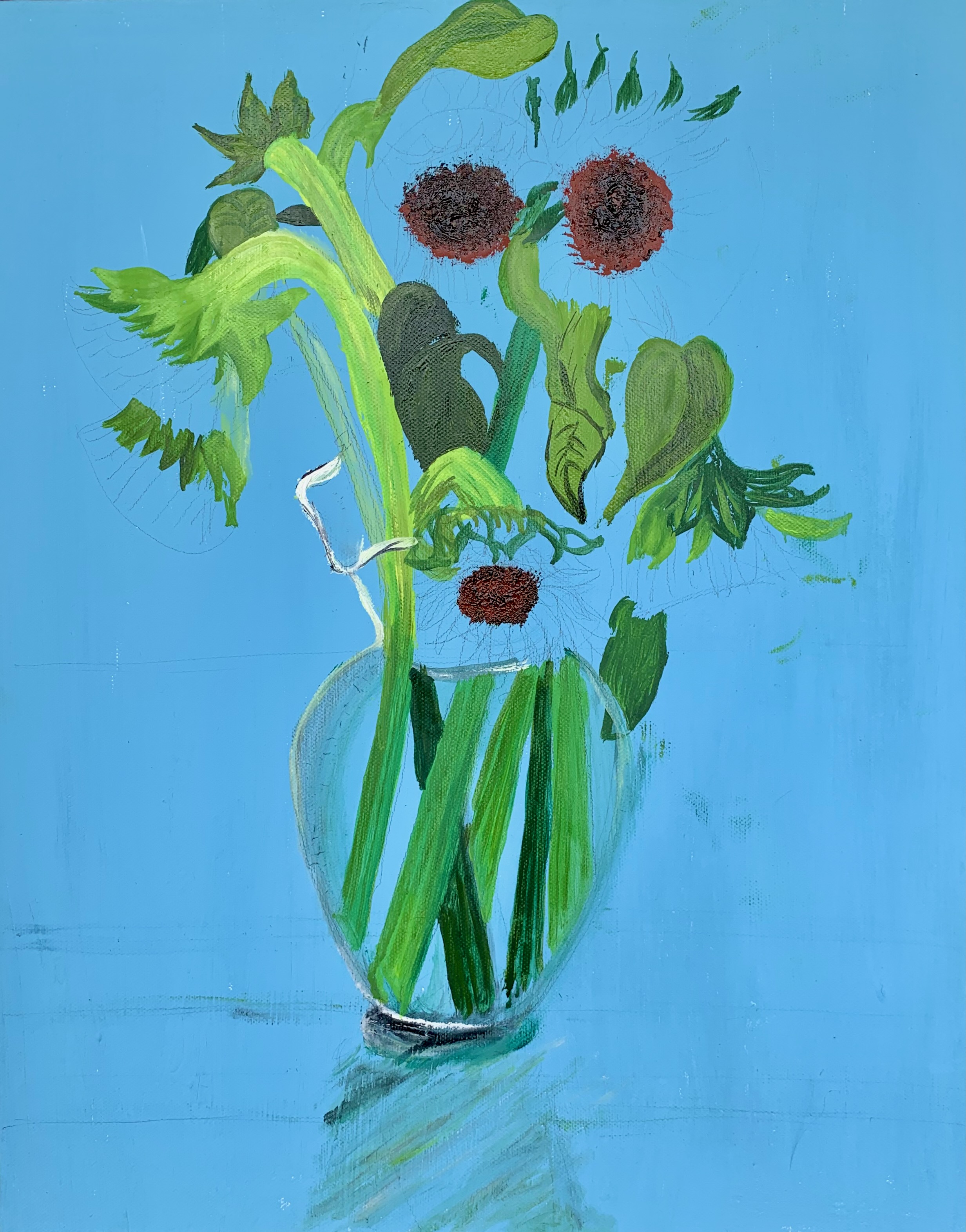 Los Girasoles de Veronica. Óleo sobre Lienzo. 40X50 cm