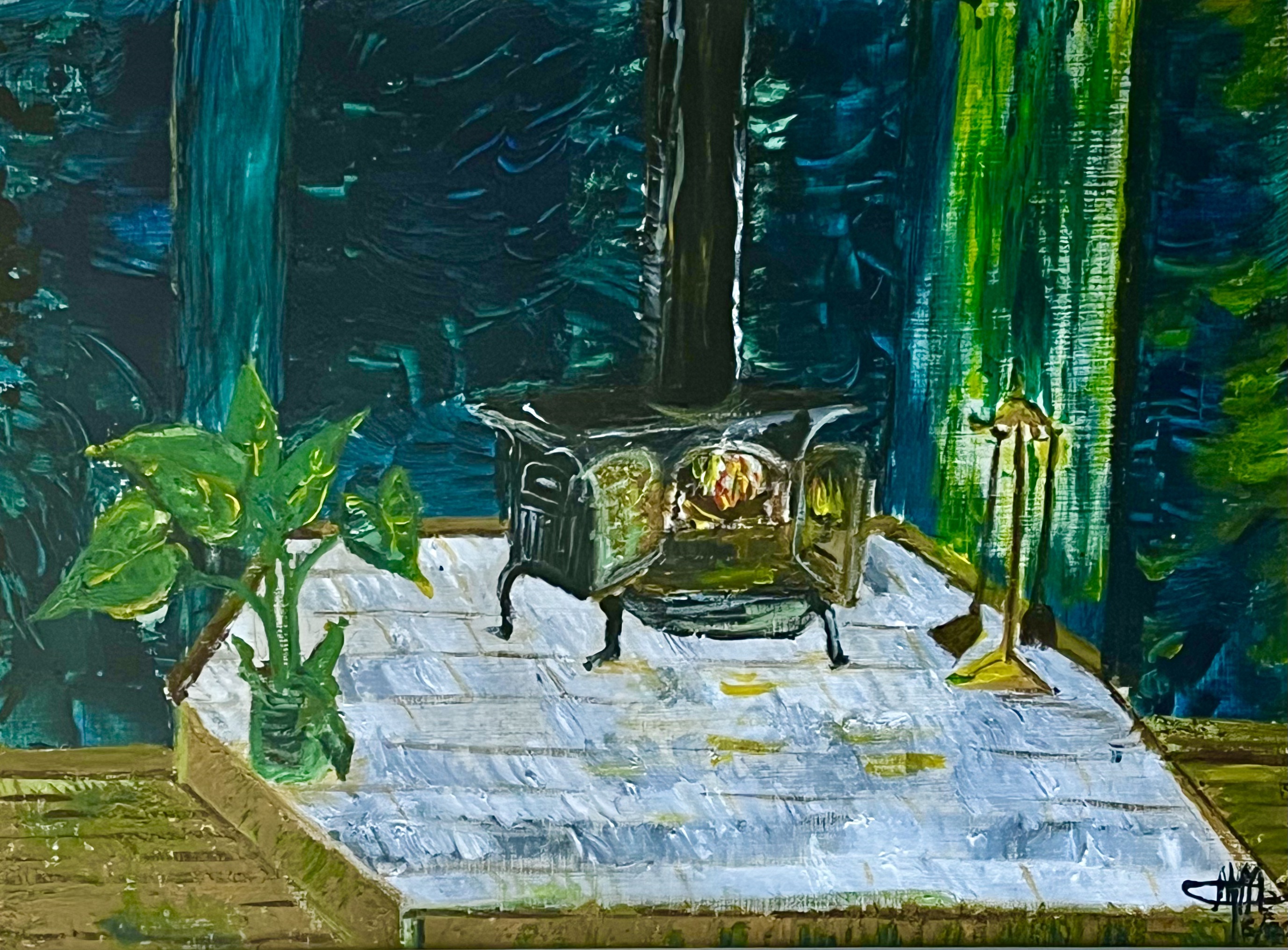 Estudio a una Chimenea, Acrílico sobre Pergamino, 30x40 cm