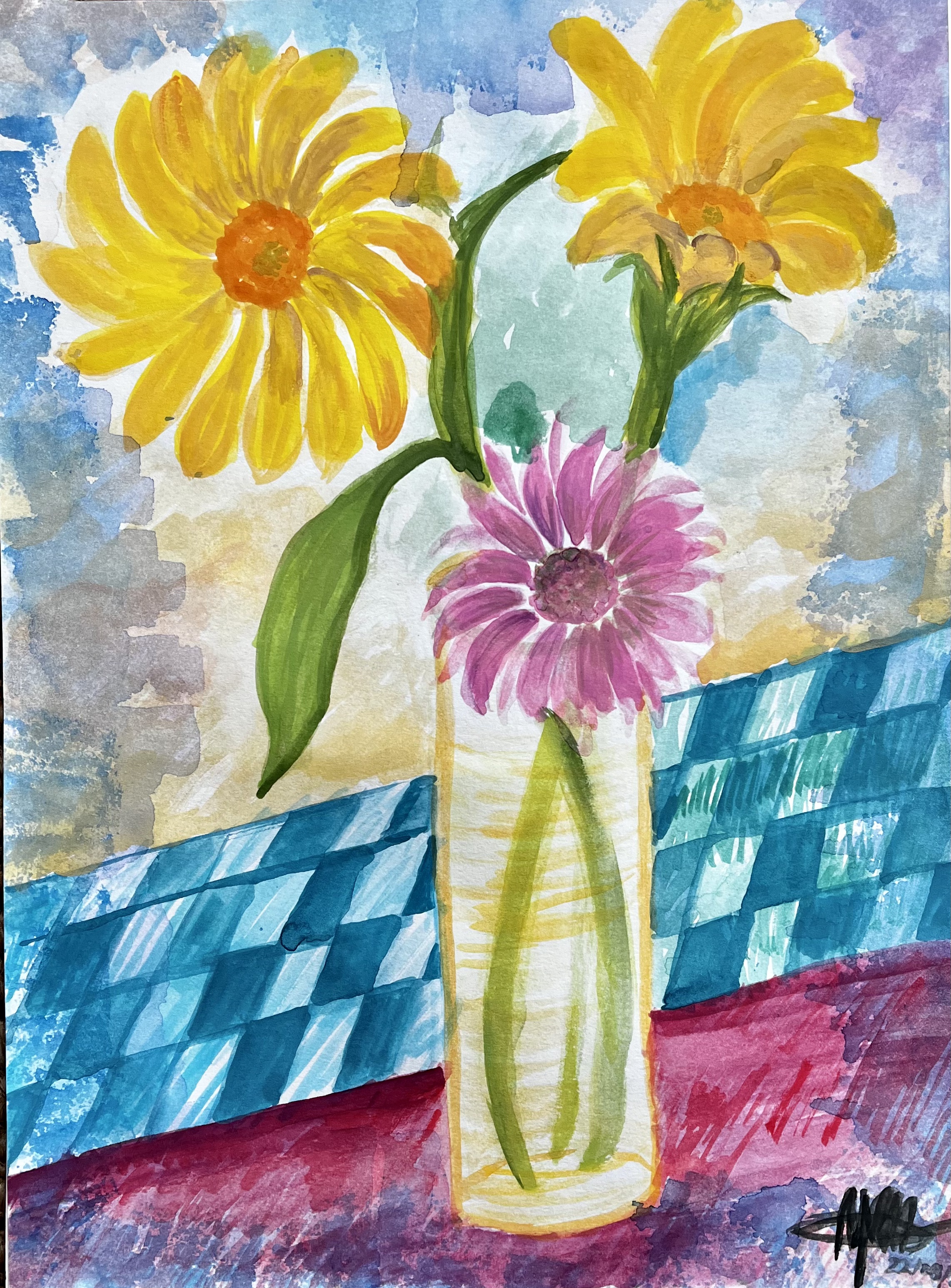 Cuba de Flores, Acuarela sobre Papel